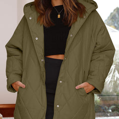 Modna zimowa, lekka pikowana kurtka damska z kapturem