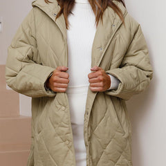 Modna zimowa, lekka pikowana kurtka damska z kapturem