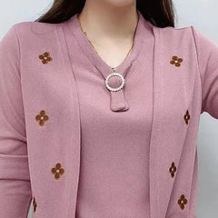 🍂Jesienne promocje🍂Elegancki top damski z kwiatowym haftem i dekoltem w kształcie litery V