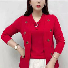 🍂Jesienne promocje🍂Elegancki top damski z kwiatowym haftem i dekoltem w kształcie litery V