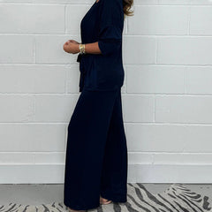 Dwuczęściowy damski komplet z miękkim długim rękawem