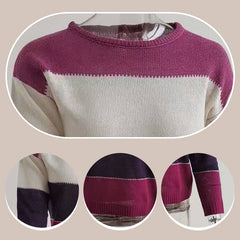 💖Damski sweter z okrągłym dekoltem w bloki kolorystyczne