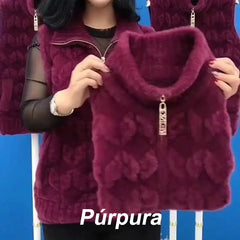 Ciepła damska kamizelka zimowa bez rękawów ze skóry syntetycznej