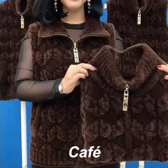 Ciepła damska kamizelka zimowa bez rękawów ze skóry syntetycznej