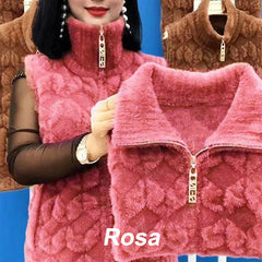 Ciepła damska kamizelka zimowa bez rękawów ze skóry syntetycznej