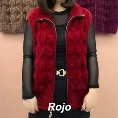 Ciepła damska kamizelka zimowa bez rękawów ze skóry syntetycznej