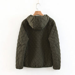 🍂Pikowana kurtka z kapturem, pluszową podszewką i zamkiem błyskawicznym