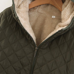 🍂Pikowana kurtka z kapturem, pluszową podszewką i zamkiem błyskawicznym