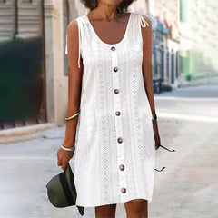 2025 Uznana sukienka bez rękawów w kształcie litery U z cięciem