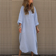 Bawełniany stały kolor damski z kieszonkową szmatką z długim rękawem