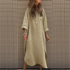 Bawełniany stały kolor damski z kieszonkową szmatką z długim rękawem