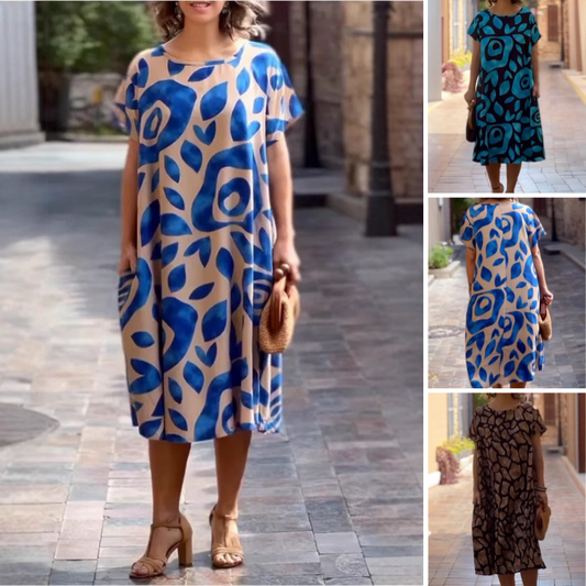Elegancja płynów: lekkość w każdym ruchu 🌸👗 2025 Nowa drukowana okrągła sukienka