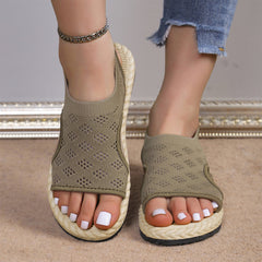 Kobiety z siatki damskiej, płaskie sandały z otwartym nosem