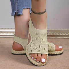 Kobiety z siatki damskiej, płaskie sandały z otwartym nosem