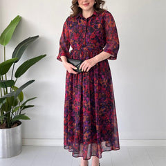 Elegancki druk damski luźny fit Flow Maxi sukienka