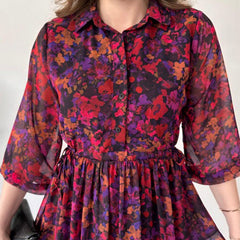 Elegancki druk damski luźny fit Flow Maxi sukienka