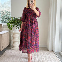 Elegancki druk damski luźny fit Flow Maxi sukienka