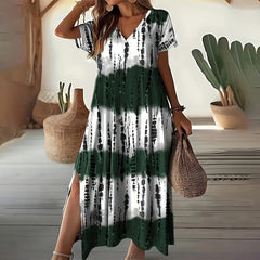 Dream akwarelowy: elegancja płynów w jednym stopniu ograniczona 50% redukcja 【S-4xl】 ✨ ✨ROBE zrelaksowany z gradientem kolorów i dekoltem w stylu VIC dla kobiet