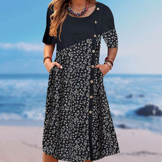 💃 Vintage elegancja, nowoczesny komfort - przynosząc swobodnie 🌸 Vintage drukowaną bawełnę z patchworkiem dla kobiet