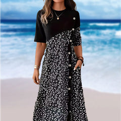 💃 Vintage elegancja, nowoczesny komfort - przynosząc swobodnie 🌸 Vintage drukowaną bawełnę z patchworkiem dla kobiet