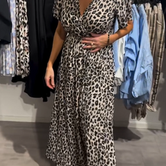 Damska moda lampart maxi sukienka maxi