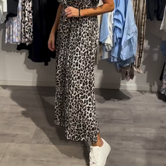 Damska moda lampart maxi sukienka maxi