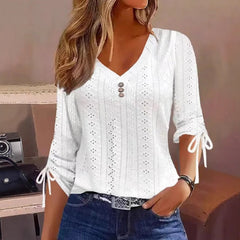 Bluzka o oka na okulę w stylu desekcji damskiej ze szczegółami guzików