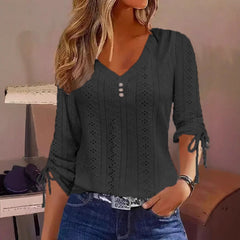 Bluzka o oka na okulę w stylu desekcji damskiej ze szczegółami guzików