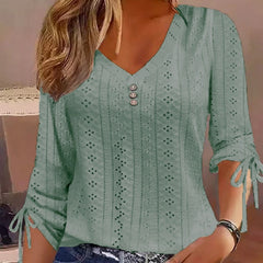 Bluzka o oka na okulę w stylu desekcji damskiej ze szczegółami guzików