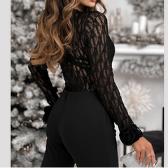 Eleganckie spodnie z prześwitującej koronki