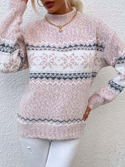 Damski sweter bożonarodzeniowy z okrągłym dekoltem, dzianinowy