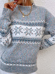 Damski sweter bożonarodzeniowy z okrągłym dekoltem, dzianinowy