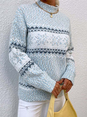 Damski sweter bożonarodzeniowy z okrągłym dekoltem, dzianinowy