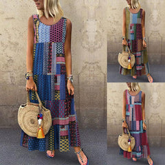 Damska letnia sukienka z etnicznym nadrukiem na co dzień