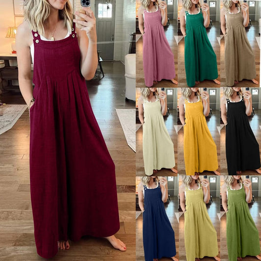 Letnia wyprzedaż – kombinezon ze spodniami cargo z szerokimi nogawkami i dużymi rozmiarami