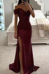 Wieczorowa sukienka maxi z cekinami i marszczonymi ramionami Diamond World