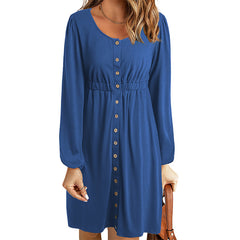 Damska sukienka z długim rękawem i wysokim stanem