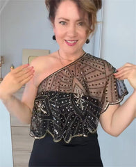 Koronkowy szal z koralikami w stylu vintage