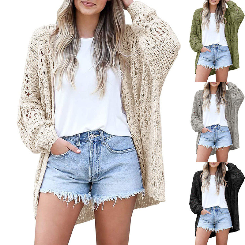 💖Kardiganowy sweter z długim rękawem