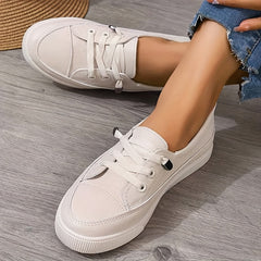Białe płaskie buty dla kobiet - oddychająca miękka wkładka