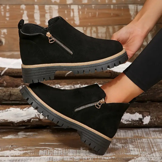 Damskie botki zapinane na zamek w złotym kolorze