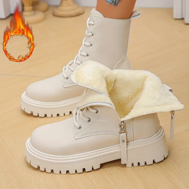 Damskie ciepłe, sznurowane botki