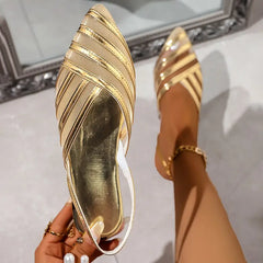 Piękne stylowe, wysokiej jakości wysokiej jakości laserowe paski z siatkami płaskie sandały na zewnątrz, randki i imprezowe okazje