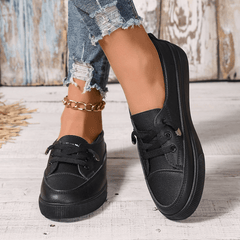 Białe płaskie buty dla kobiet - oddychająca miękka wkładka