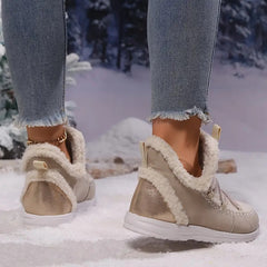 Damskie puszyste, pluszowe, patchworkowe botki