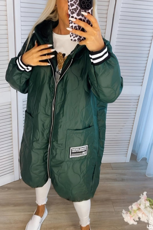 Damski długi płaszcz z kapturem na co dzień