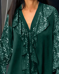 Luźne bluzki w jednolitym kolorze z falbankami