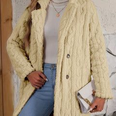 [S-3XL]2025 Nowy pluszowy, ciepły, dwurzędowy wełniany płaszcz