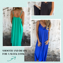 🌸SPRING Specials💐 Eleganckie koronkowe wykończenie damskie Sukienka Spaghetti Spaghetti Sukienka Maxi