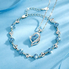 🎁🌊Zestaw upominkowy Heart of the Ocean (naszyjnik w kształcie serca + bransoletka)